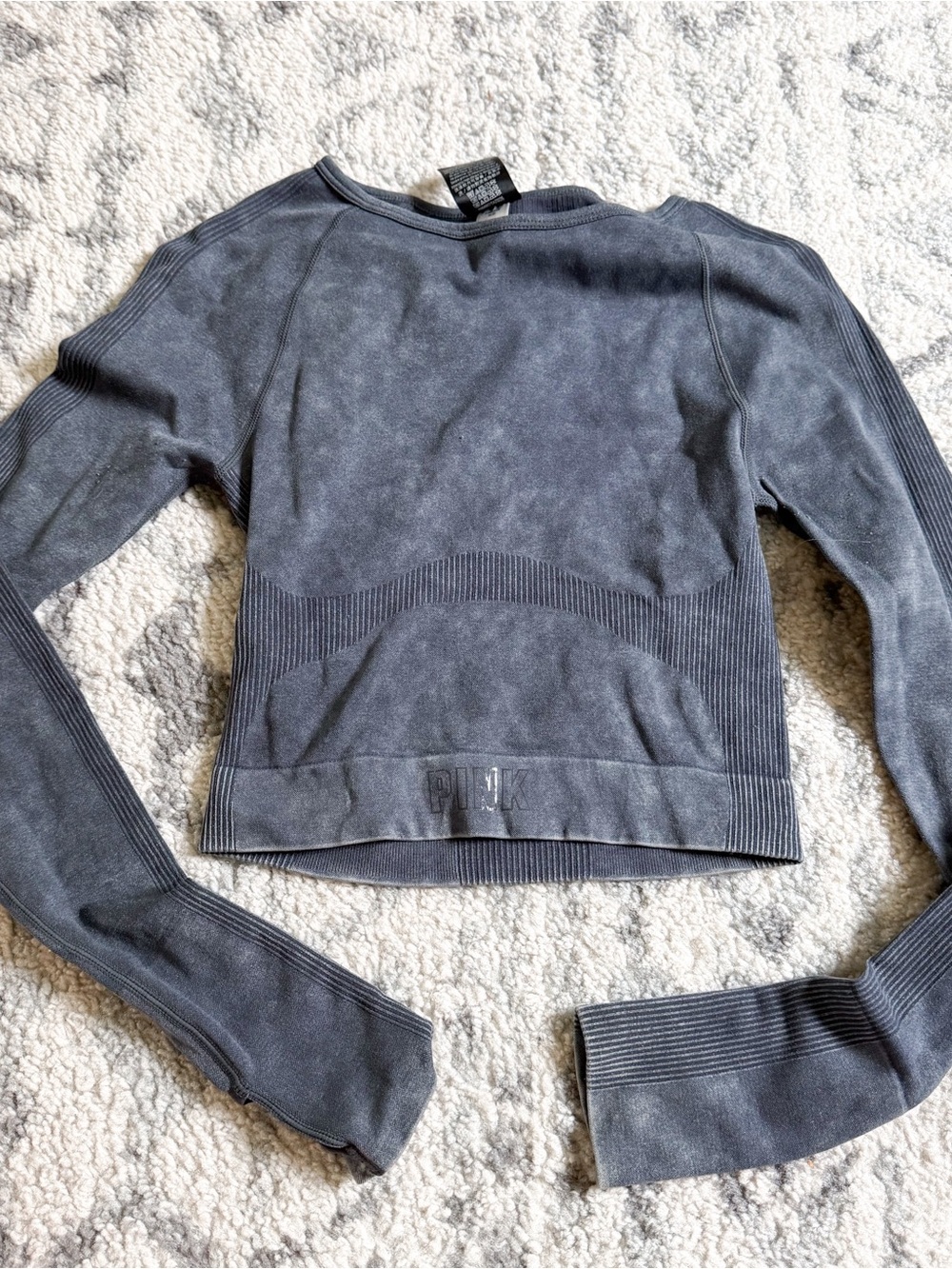 VS Pink Grey Long Sleeve Wokout Top
